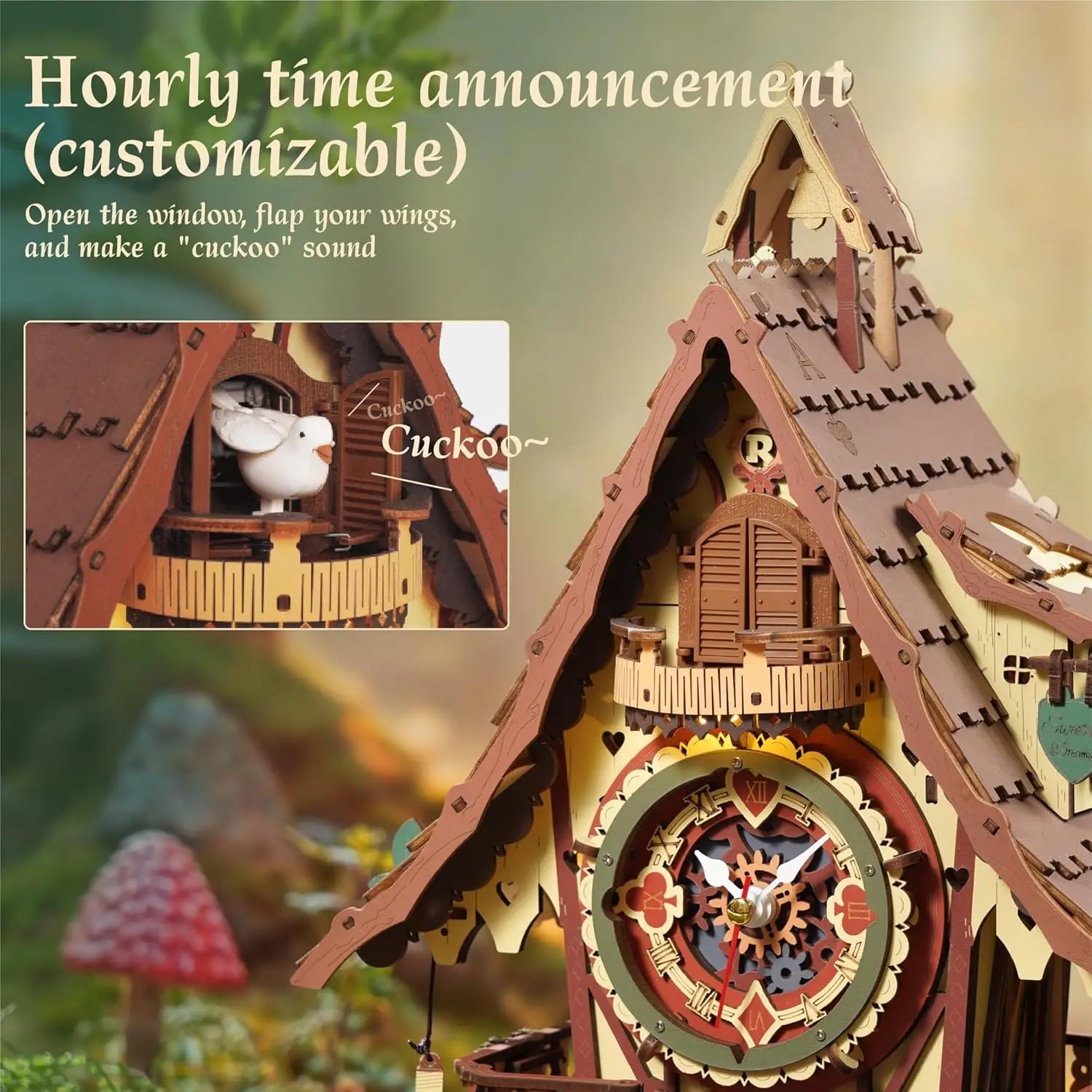 Robotime rokr cuckoo clock mechanical 3d wooden puzzles diy aesthetic room decor unique gift for adult