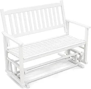 2 person outdoor glider bench poplar wood patio swing loveseat with armrests slatted seat & backrest porch rocking gl