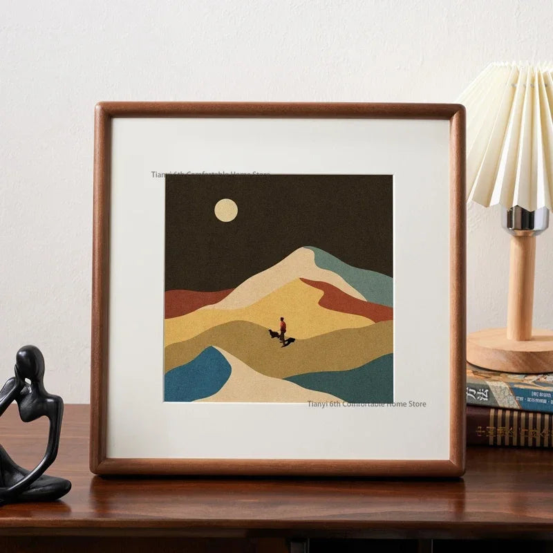 Solid wood picture frame square originality living room desktop bedroom display stand home decor cadre photo fypf