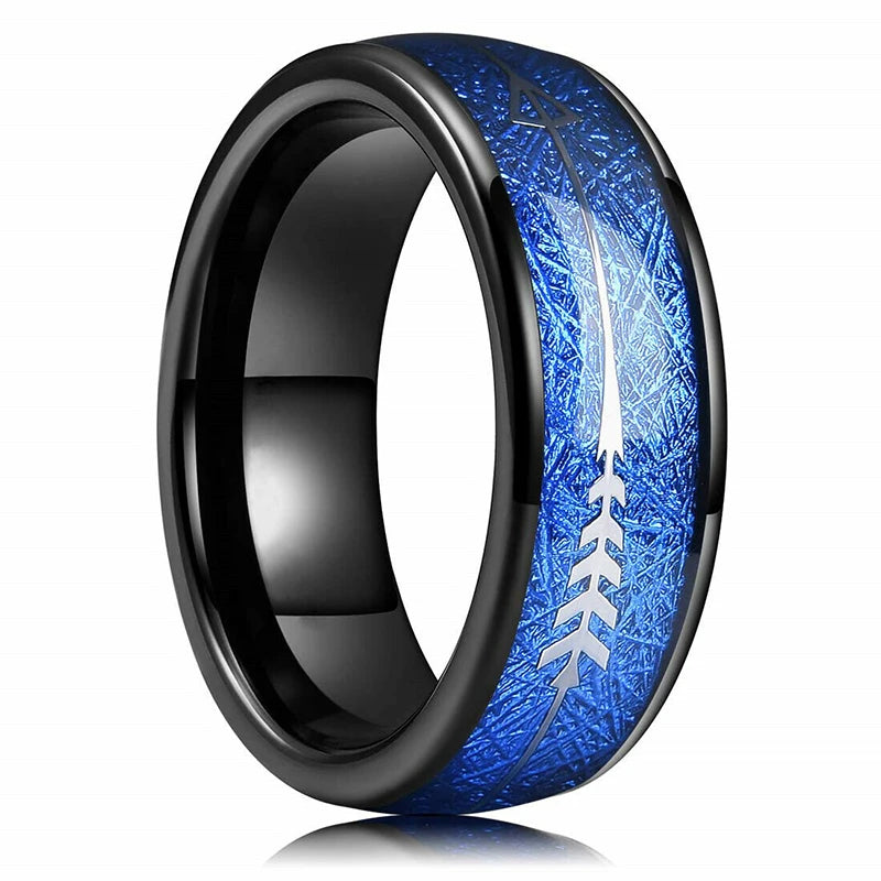 Fashion silver color men’s stainless steel rings koa wood deer antler inlay dome engagement for men women wedding