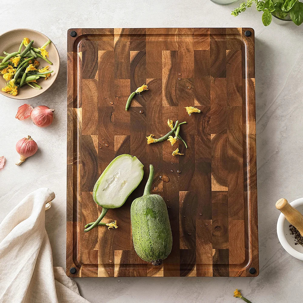 Hezhen high quality acacia wood splicing cutting board double-sided use thickened chopping kitchen tools - 485x356x38mm