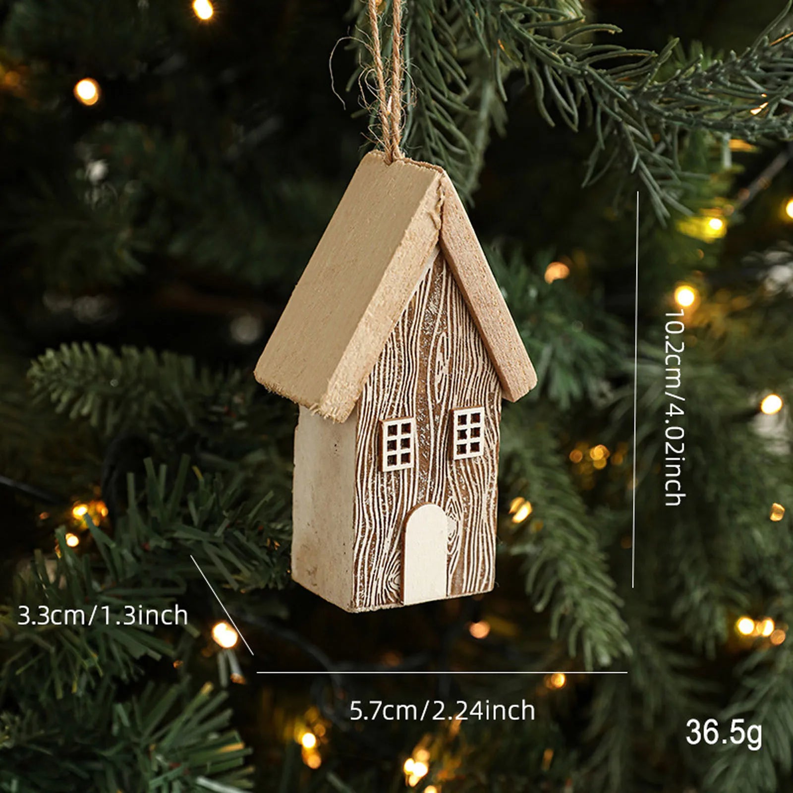 Solid wood christmas house small tree log creative layout decoration ornaments for holiday - a / one size / united