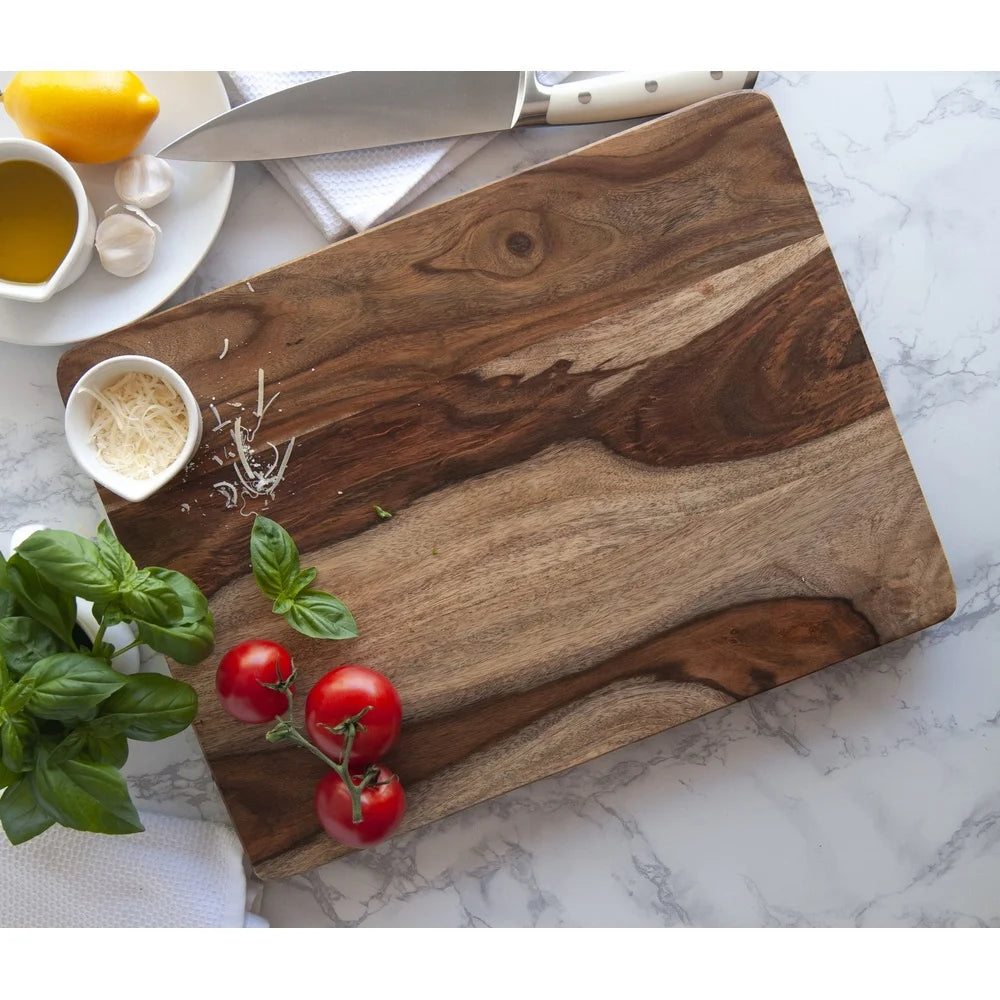 Sheesham wood cutting board 12x16 durable food grade non-slip kitchen chopping with juice grooves easy clean reversible
