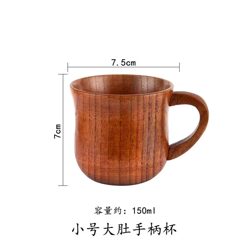 Wooden big belly cups handmade jujube wood handle beer tea coffee milk water cup kitchen bar drinkware for 1pc - small