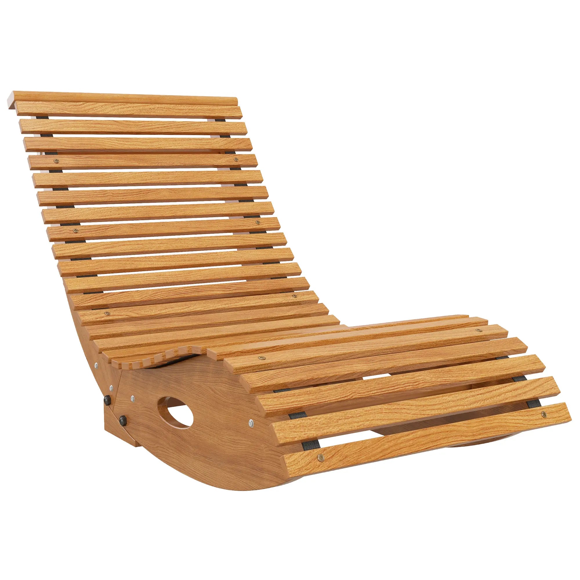 Outsunny outdoor rocking chair w/ slatted seat wooden teak - yellow / united states