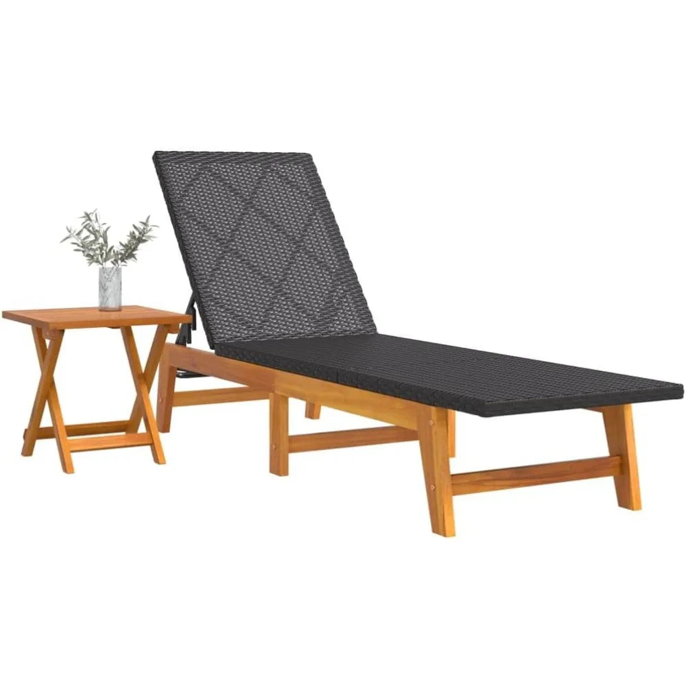 Sun lounger with table tanning chair backyard furniture patio daybed sofa pool suitable for beach lawn poolside garden