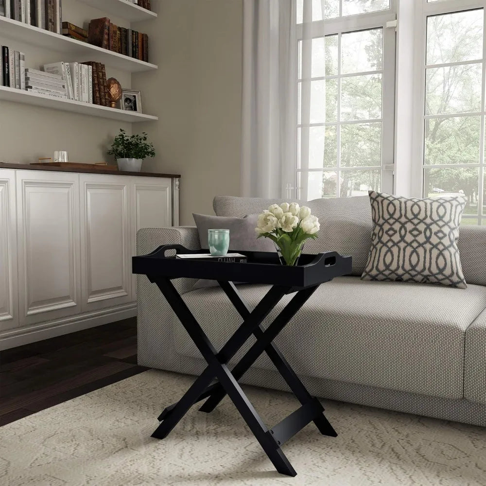Modern folding tv tray table - sleek side with detachable for serving styling or dining - portable end furniture