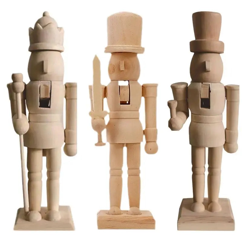Wooden nutcracker unpainted paint your own figures wood unfinished with kit for kids adults all ages - decorative