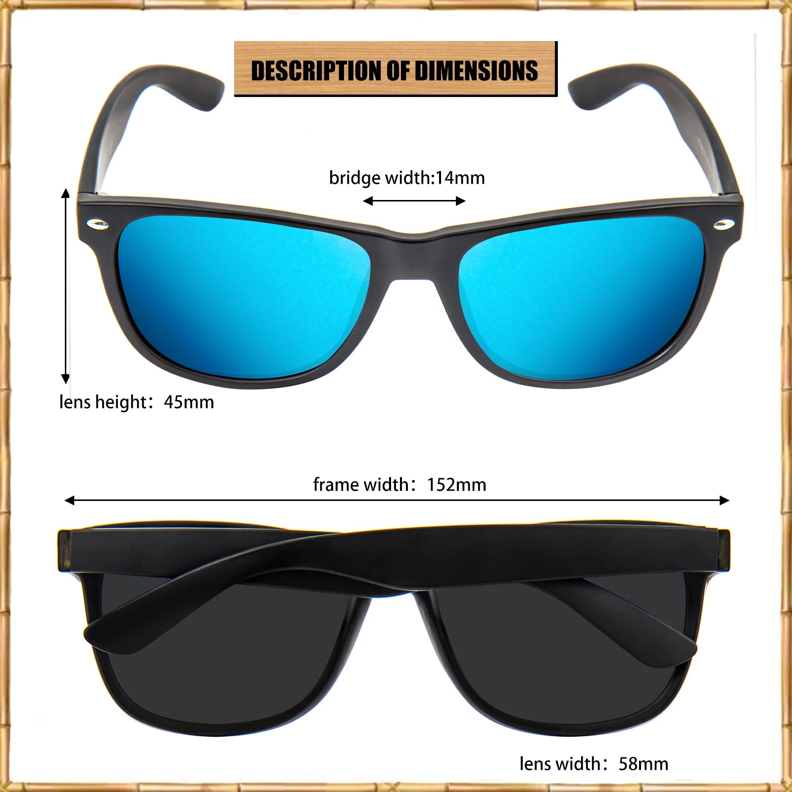 Juli polarized sunglasses for big heads men&women,uv 400 protection wood grain frame 8809