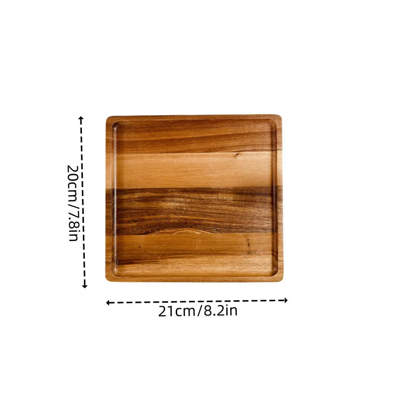 Japanese solid wood fruit plate factory wholesale wooden tray multi-size high-value snack - big square / 6 inches