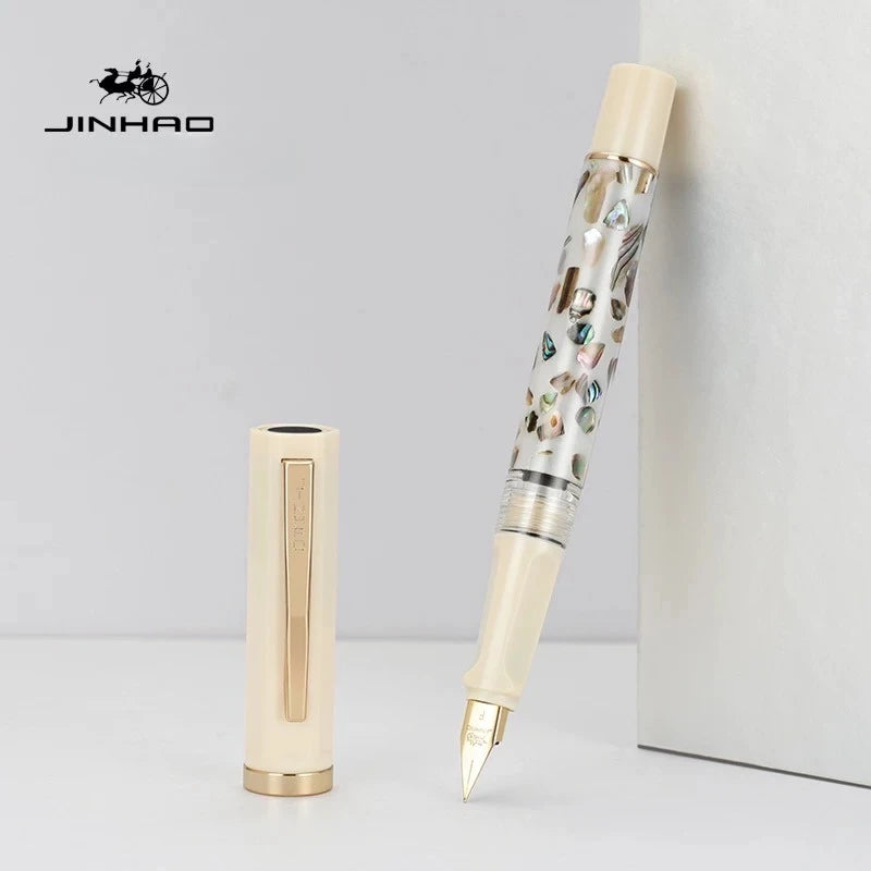Jinhao 58 wood / scrimshaw fountain pen student f ef nib ink calligraphy stationery school office supplies