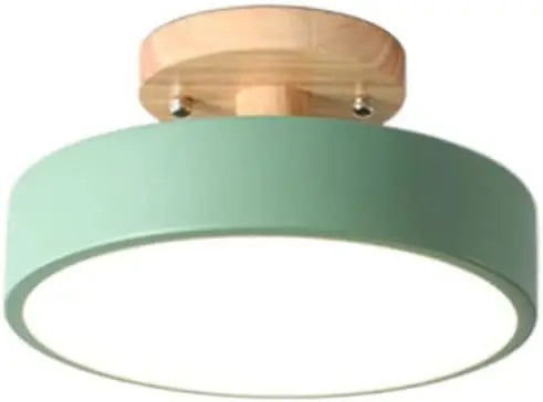 1pcs tri-color dimming ceiling light led flush mount lamp wrought acrylic lampshade round wood holder study - green