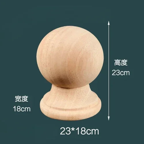 Solid wood carving solid color round ball staircase handrail bed tail headpost decoration column sculpture - c11