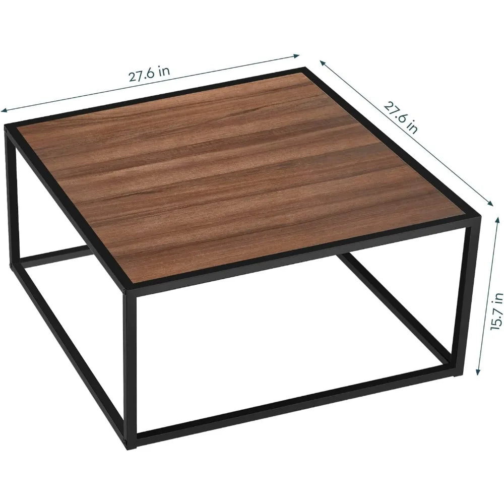 Rustic wood mid century modern coffee table for small spaces simple square low center - walnut / united states