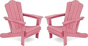 Kingyes 2-piece folding adirondack chair set - durable hdpe patio chairs with wooden texture for outdoor use - united