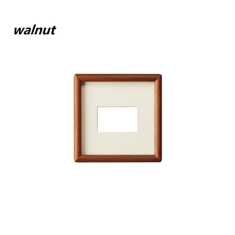 Solid wood round corner picture frame walnut and golden sandalwood minimalist design tabletop home decor - 11.7x11.7cm-a