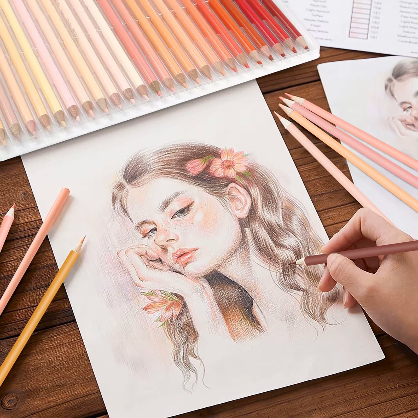 72 skin tones colored pencils portrait set oil based pre-sharpened drawing for beginner adult artist coloring book draw