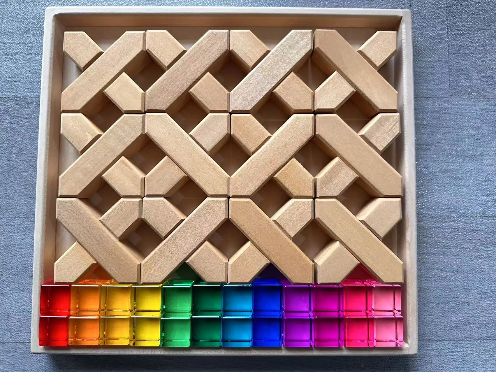 Kids large buidling wood toys x-shapes grids step gables stacking see through diy creative play - x 12 lucite 30 - game