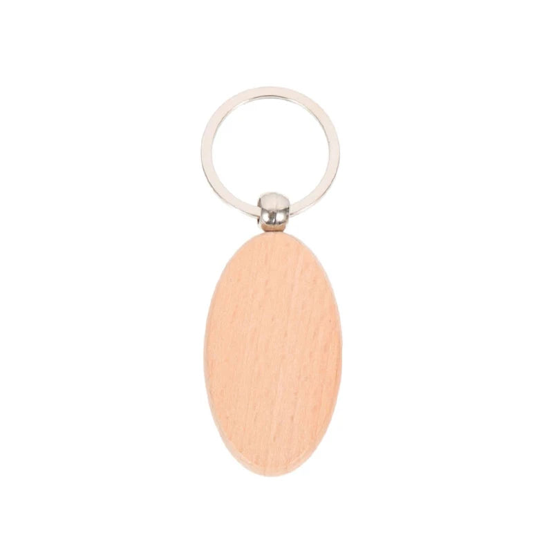 100pcs wood keychain blanks natural keychains pet tags name luggage - oval - key chain