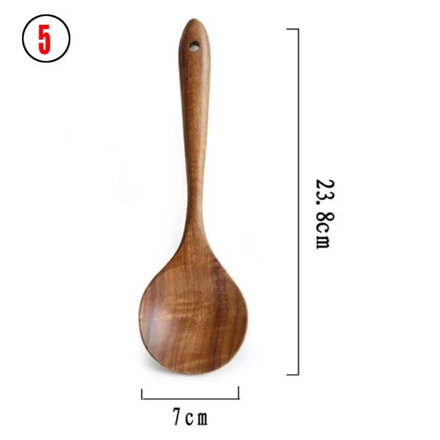 Kitchen sets wooden utensils cooking spoons soup gifts1-10pc - b