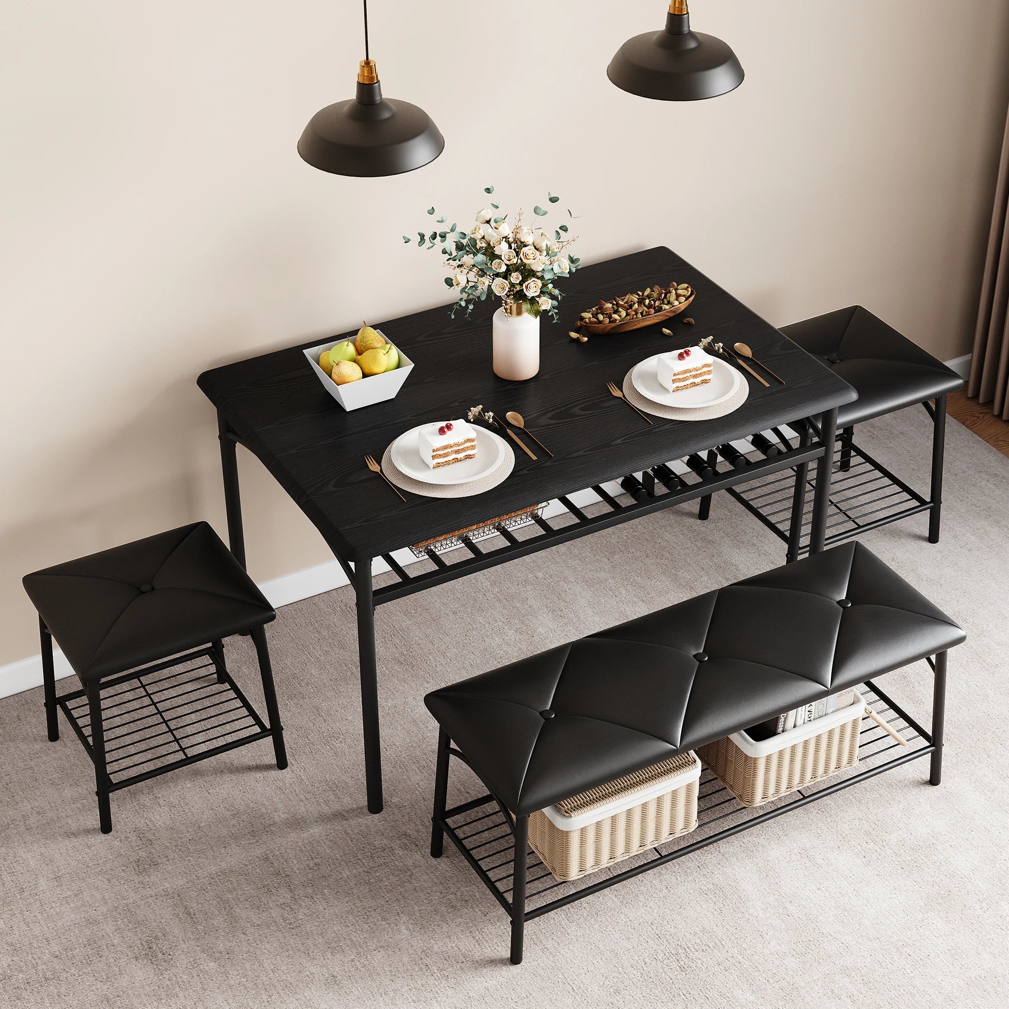 dining-table-set-for-4-kitchen-table-set-with-upholstered-bench-and-square-stools-metal-and-wood-dining-room-table-set