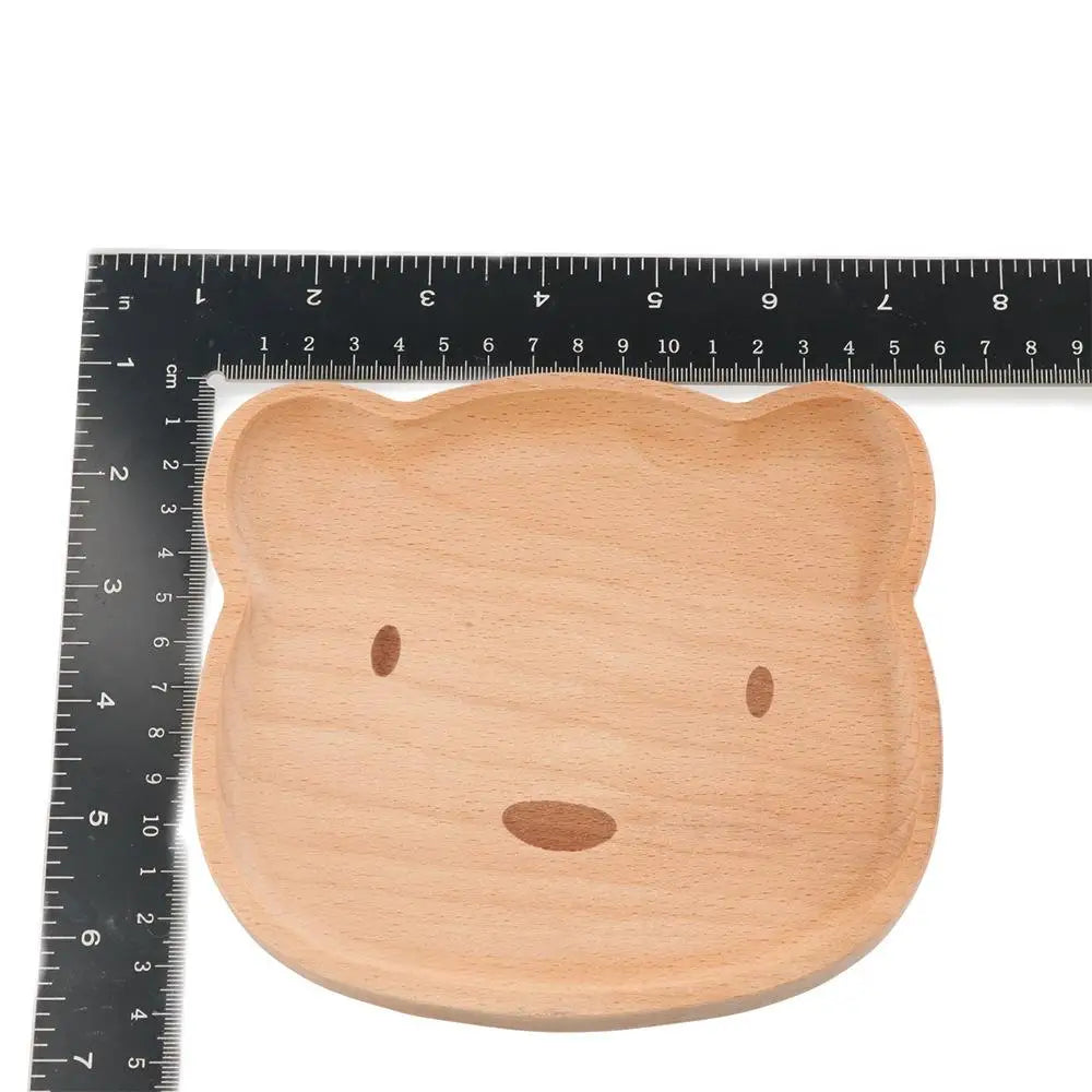 Wood plate cute cartoon cat bear solid fruit dishes tea tray dessert dinner tableware for serving kids baby