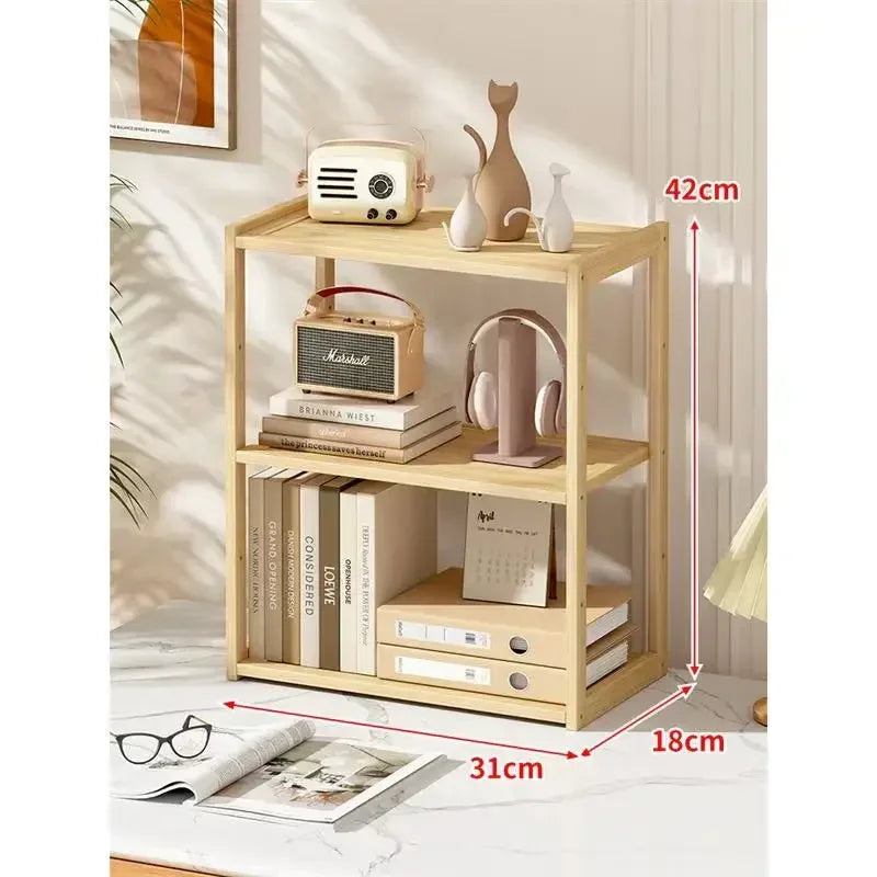 Wooden 3-layer desktop storage rack stationery organizer multifunctional office desk accessories school supplies