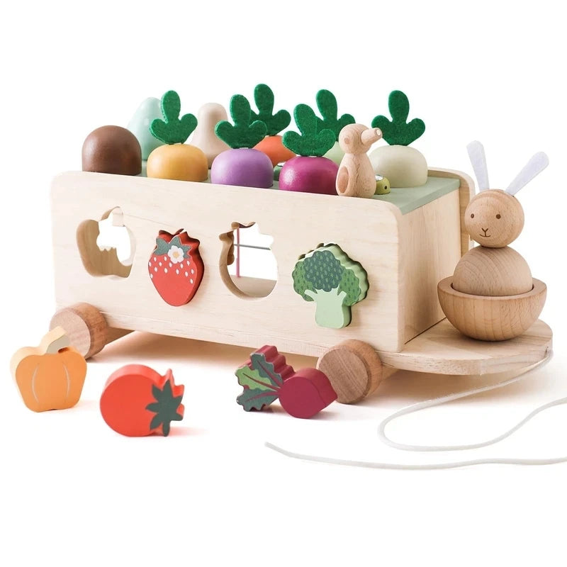 Wooden educational toys baby stacked toy characters pretend to play room decoration kid building block game - 5