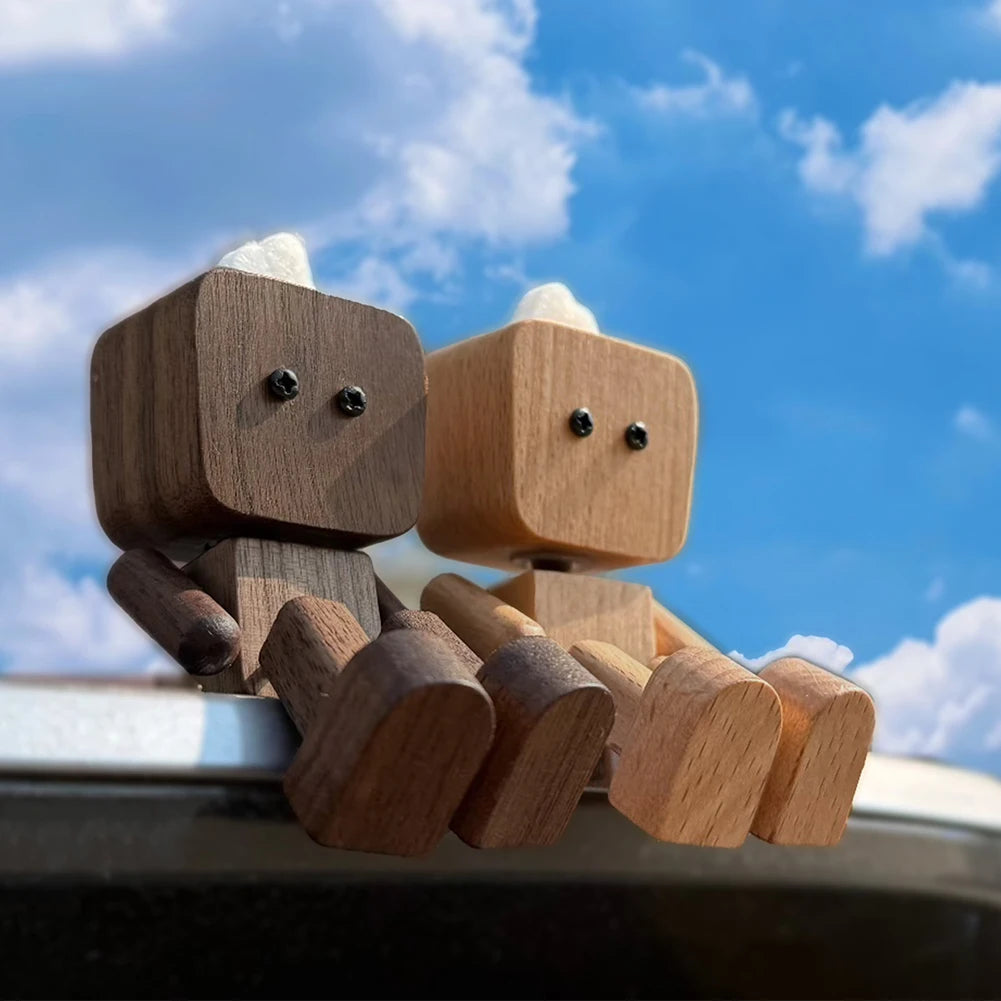 Magnetic shaking wooden man figurine handmade feet statue car dashboard decorations ornament lovers creative gifts