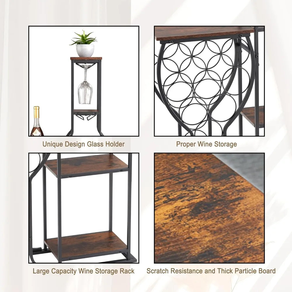 5-tier wine rack freestanding floor 11 bottles modern wooden holder-storage cabinet for home bar kitchen dining room