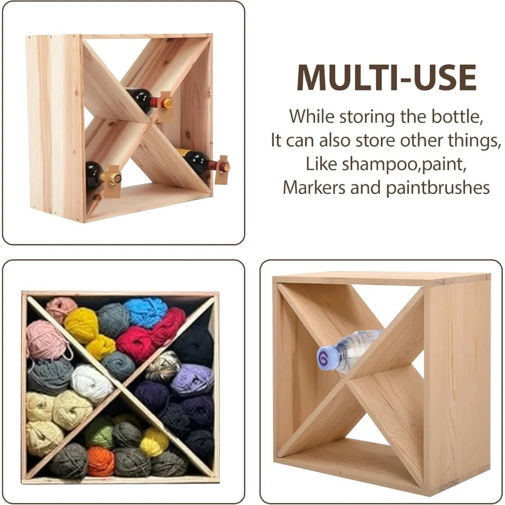 Wine racks cabinet 6pcs 24-bottle stackable storage cube wooden freestanding rack organizer for kitchen bar dining