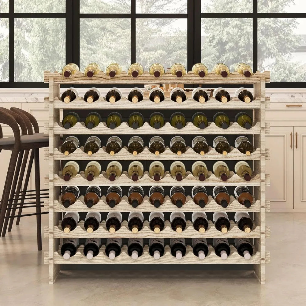 Real wood wine rack freestanding floor stackable storage solution for home and kitchen elegant wooden display f
