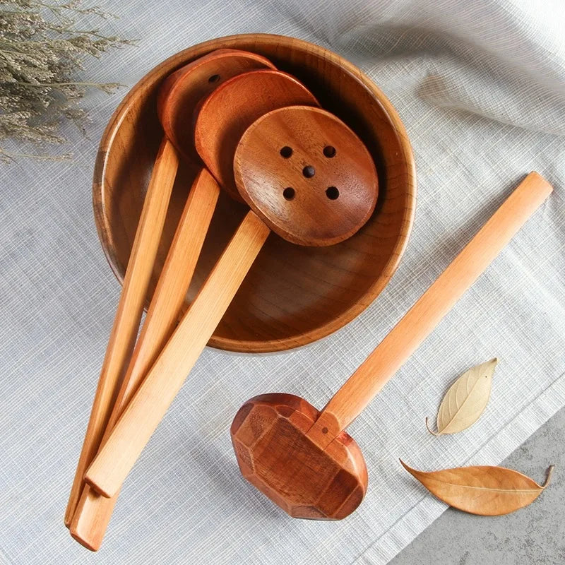Japanese wooden spoon 1/3/5/10 set korean cutlery spoons for eat kitchen utensils accessories
