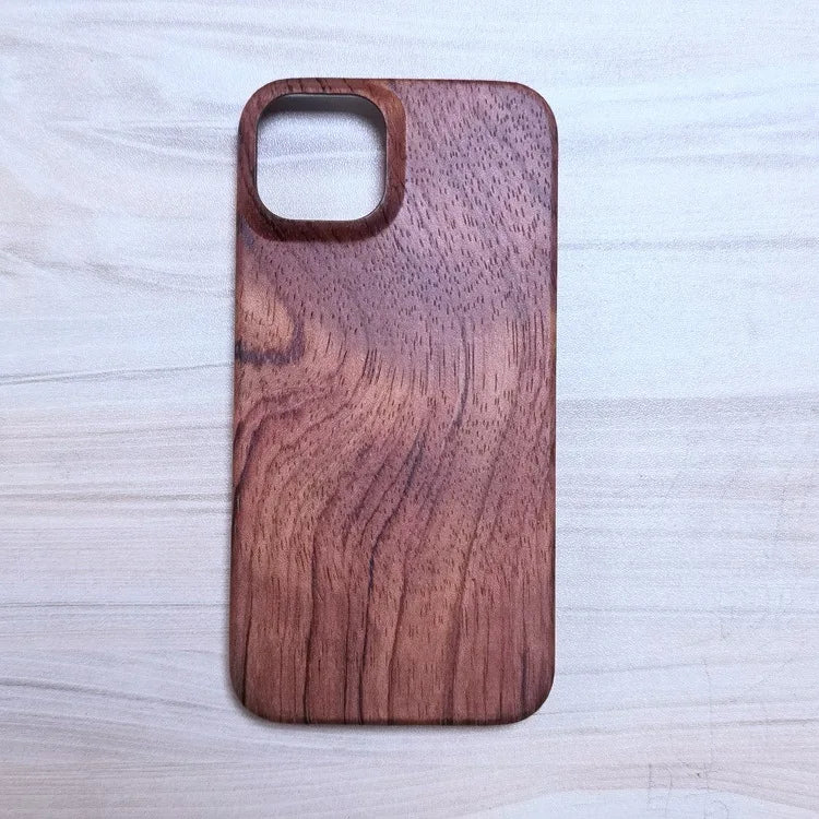 For iphone 15 pro walnut cherry wood rosewood bamboo wooden back cover phone case 13 14 max 13mini - rosewood