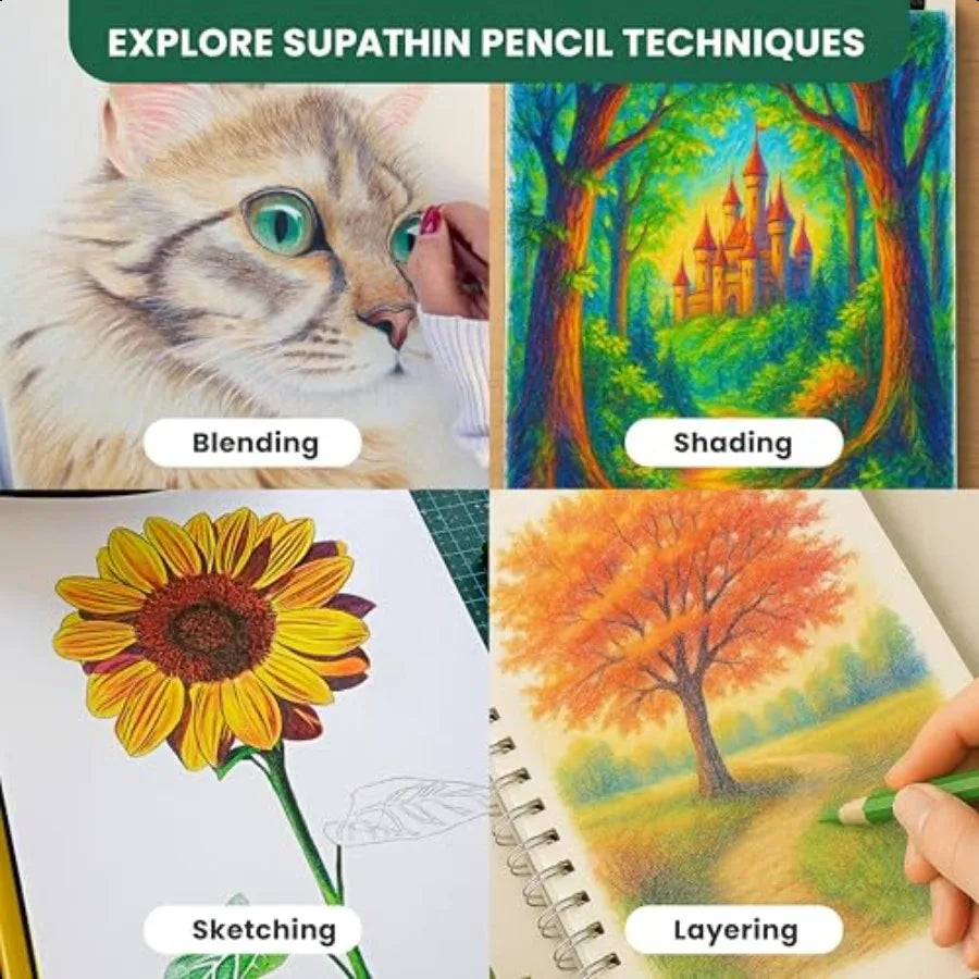 Colored pencils set of 72 soft core oilbased color with vibrant colors breakresistant foldable rollup holder adult