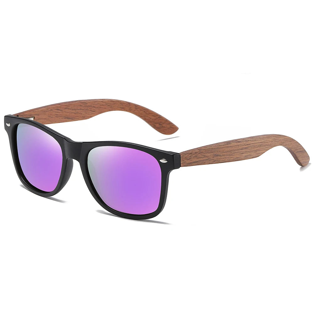Xsw brand men’s and women’s suit retro classic black walnut polarized sunglasses wooden sports green 7061hg - purple