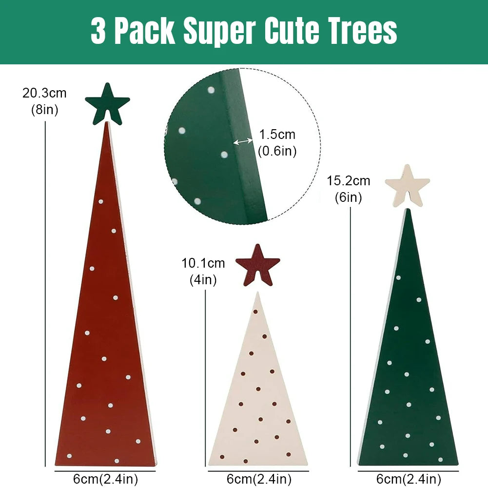 3pcs xmas trees tabletop decorations detachable star rustic tree table signs christmas wood sign for home office decor