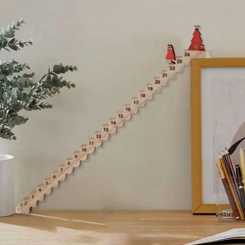 Creative santa claus countdown calendar wood stairs climbing christmas advent wooden xmas decorations - decorative