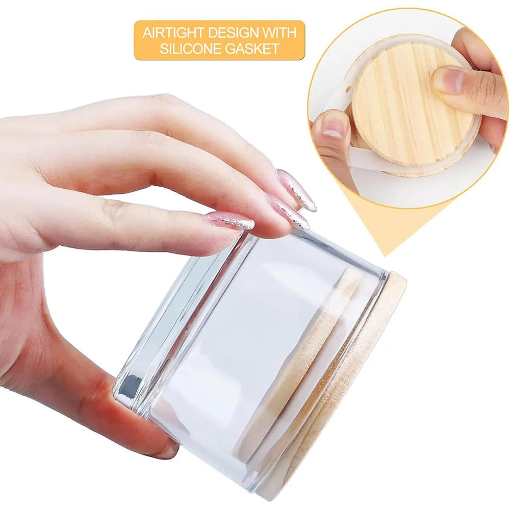 Clear thick candle jars for making candles,4oz empty with wood lids sample container-dishwasher safe