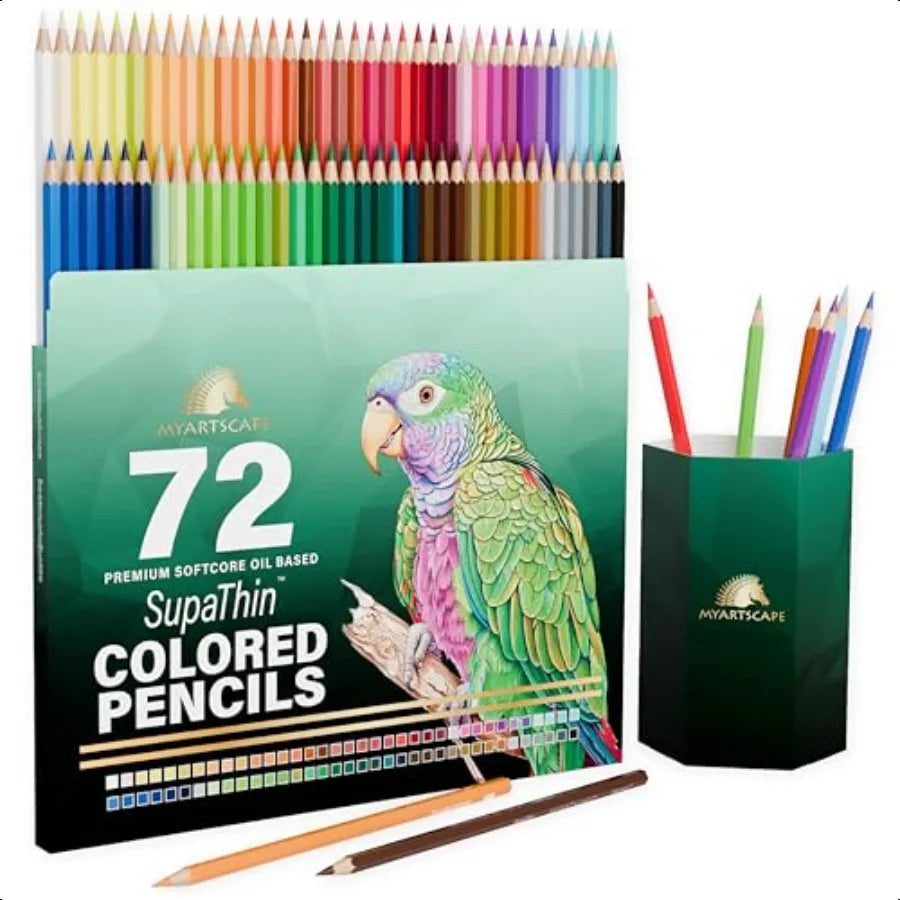 Colored pencils set of 72 soft core oilbased color with vibrant colors breakresistant foldable rollup holder adult