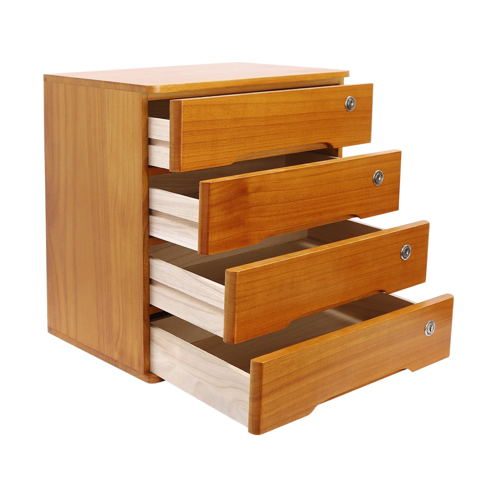 Wooden desktop storage cabinet desk organizer box with lockable drawers wood yellow rectangle - united states