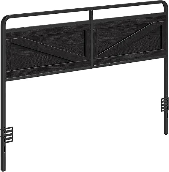 Wooden panel headboard queen minimalist head board with metal frame height adjustable bed adapter black - b0czrdkjh6