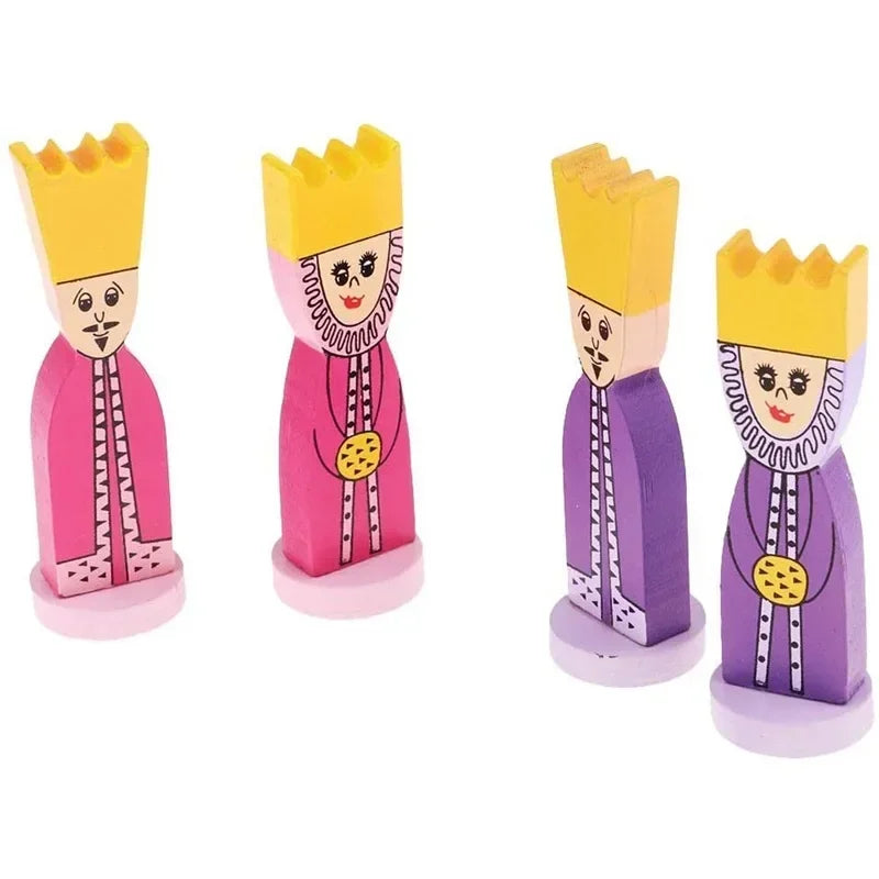 Travel chess set with board educational toys for kids adults wooden international game colour king and queen - set