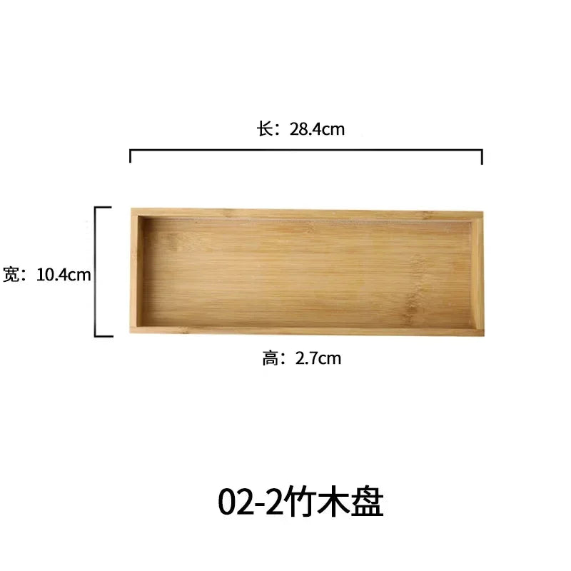 Japanese style bamboo wood tray square wood plate dinner plate bamboo tea restaurant hotel wooden fruit teapot - 02