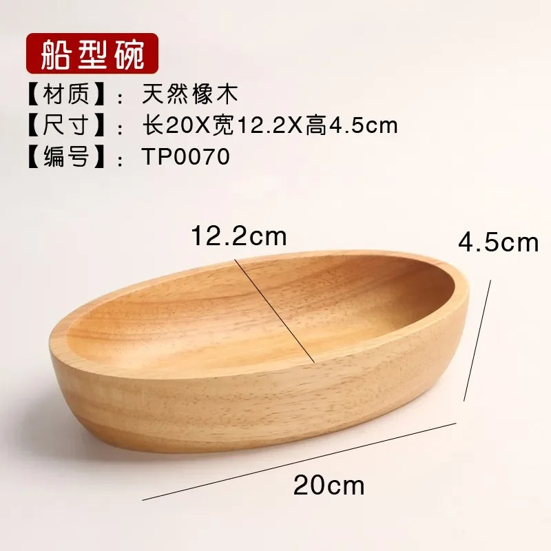 Acacia wooden bowlpremium dry fruit platesushi platenut boxtea refreshment trayfruit platesolid boat-shaped bowl