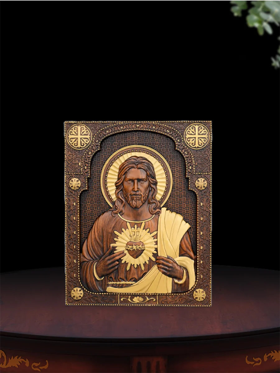 handmade-wooden-sacred-heart-statue-religious-wall-art-plaque-catholic-christian-home-decor-church-altar-wood-carving-jesus