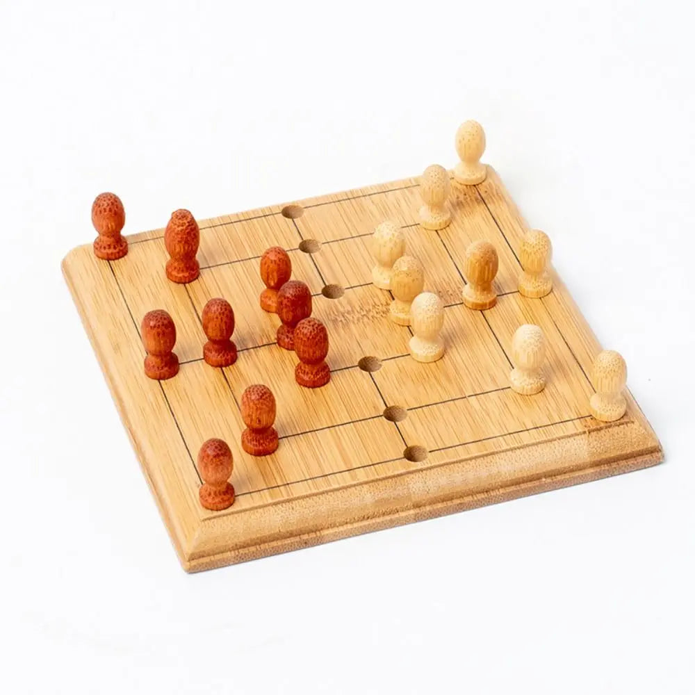 Wooden mini chess borad game chessboard improve intelligence travel backgammon checkers educational portable