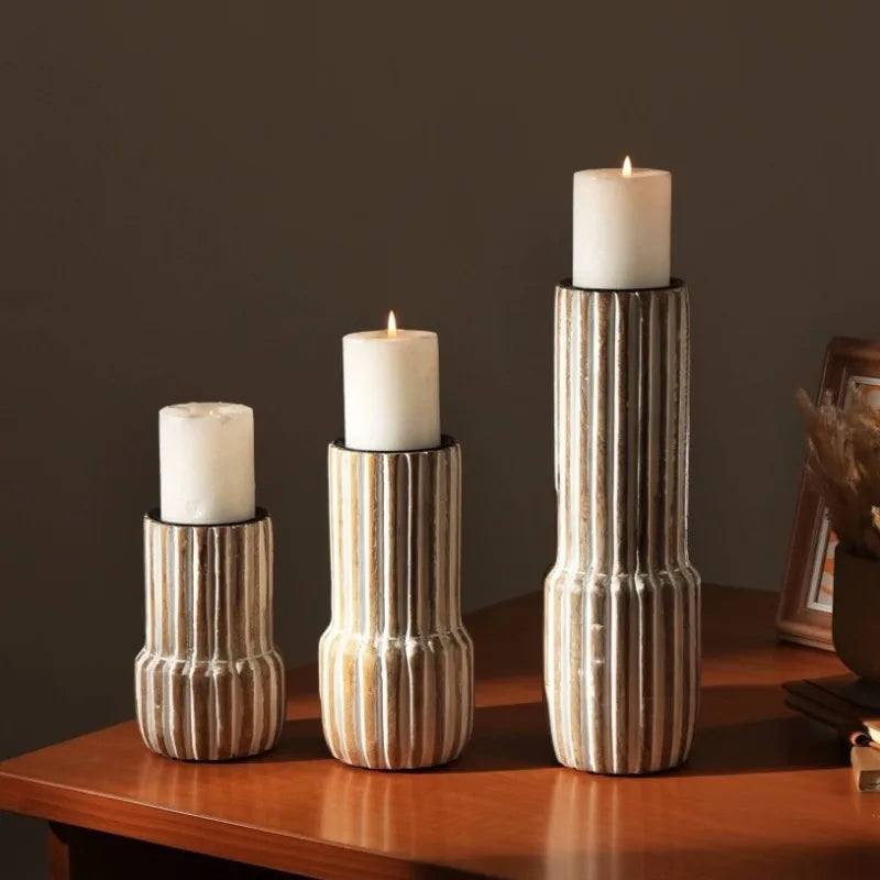 Decorative wooden centerpiece candle holder home living room dining table wedding party candlestick holiday gift decor