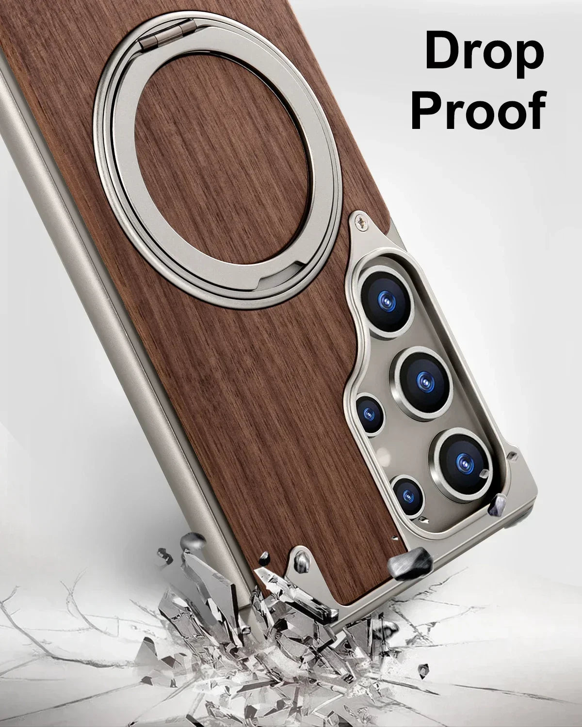 Oatsbasf solid wood phone case for samsung galaxy s25 s24 ultra with magsafe 360° rotatable ring stand protective cover