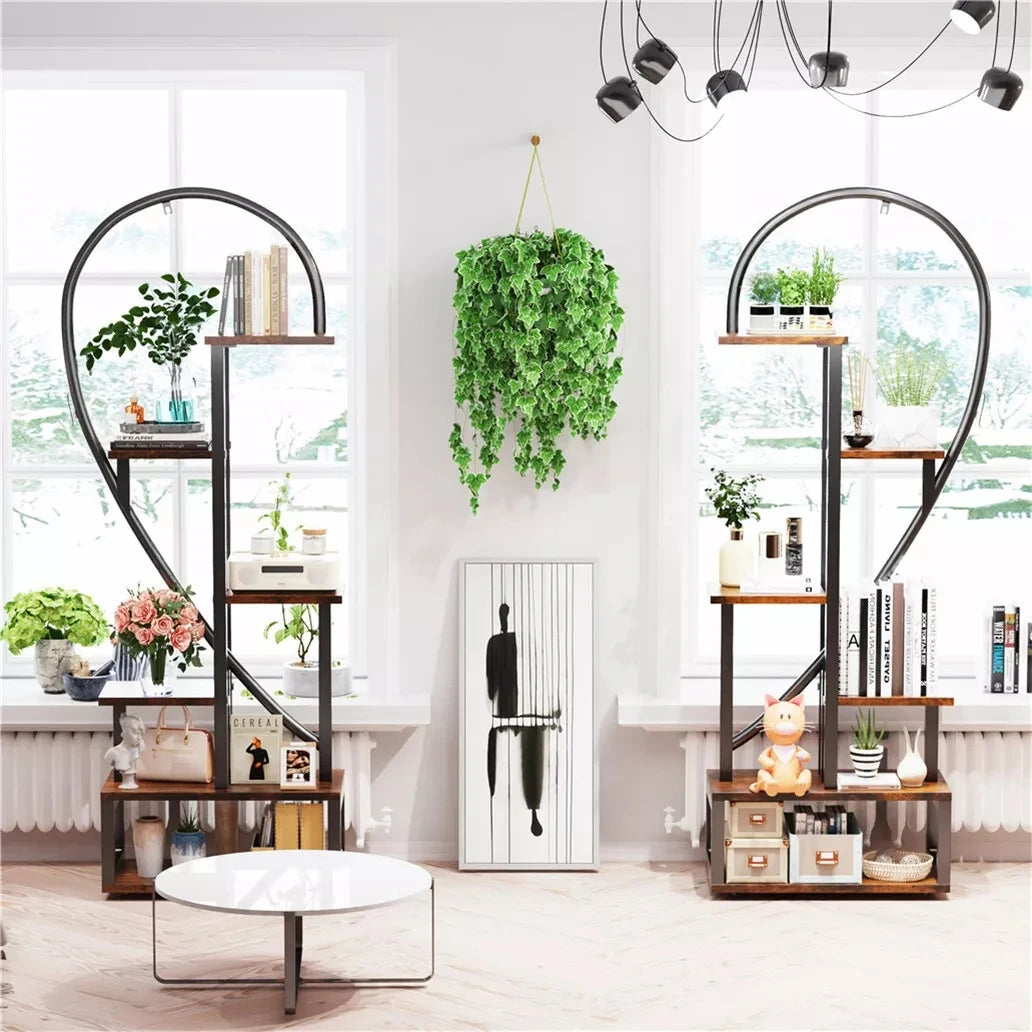 Plant stand half heart shaped multiple planter rack flower display home creative ladder hanging shelf